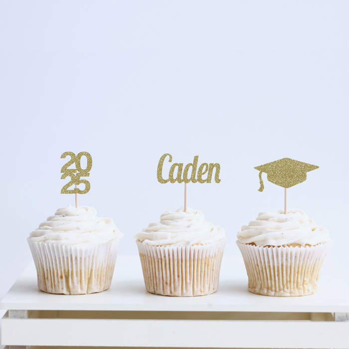 Grad Cupcake Toppers | Personalized | Set of 12