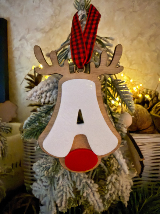 Personalized Reindeer Initial Ornament