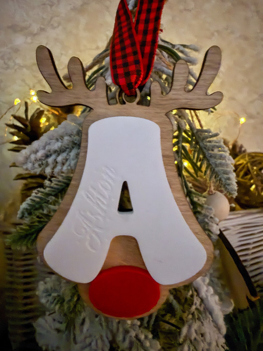 Personalized Reindeer Initial Ornament