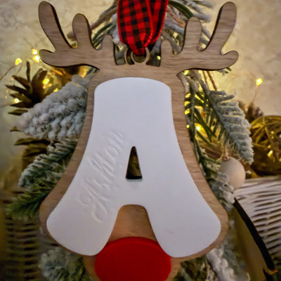 Personalized Reindeer Initial Ornament