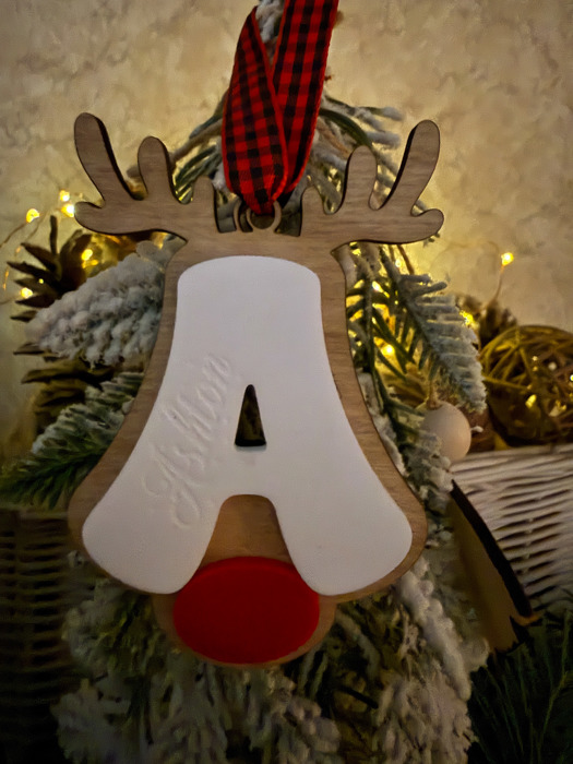 Personalized Reindeer Initial Ornament