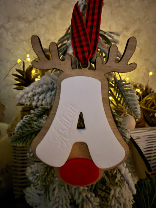 Personalized Reindeer Initial Ornament