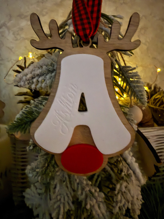 Personalized Reindeer Initial Ornament