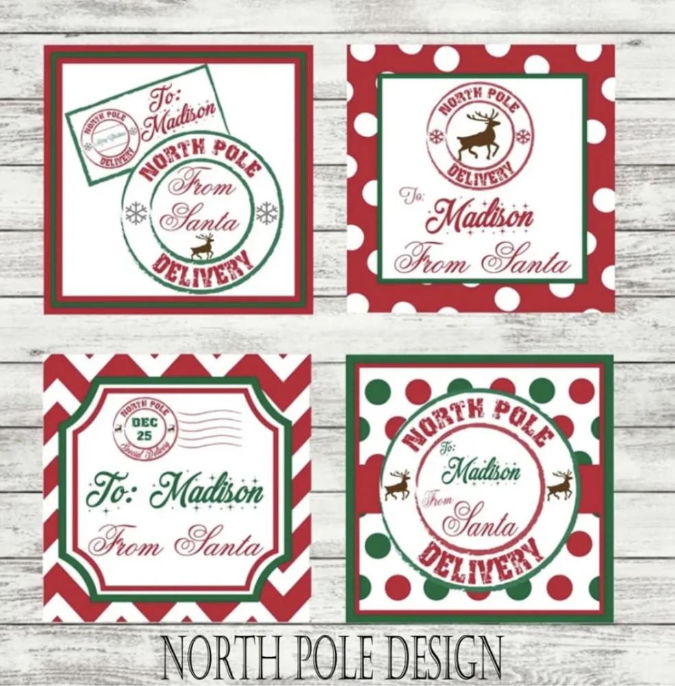 Personalized Christmas Santa Stickers - Free Shipping