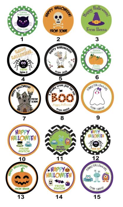 Halloween Treat Stickers | Personalized | Peel and Stick | Set of 24