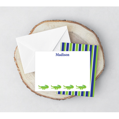 Personalized Note Cards | Set of 10 | Alligator Design