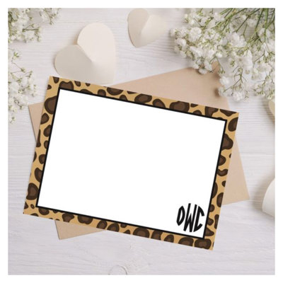 Personalized Note Cards | Set of 10 | Leopard Print Design