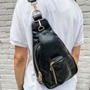 Black Hailey Sling Bag with Removeable Guitar Strap