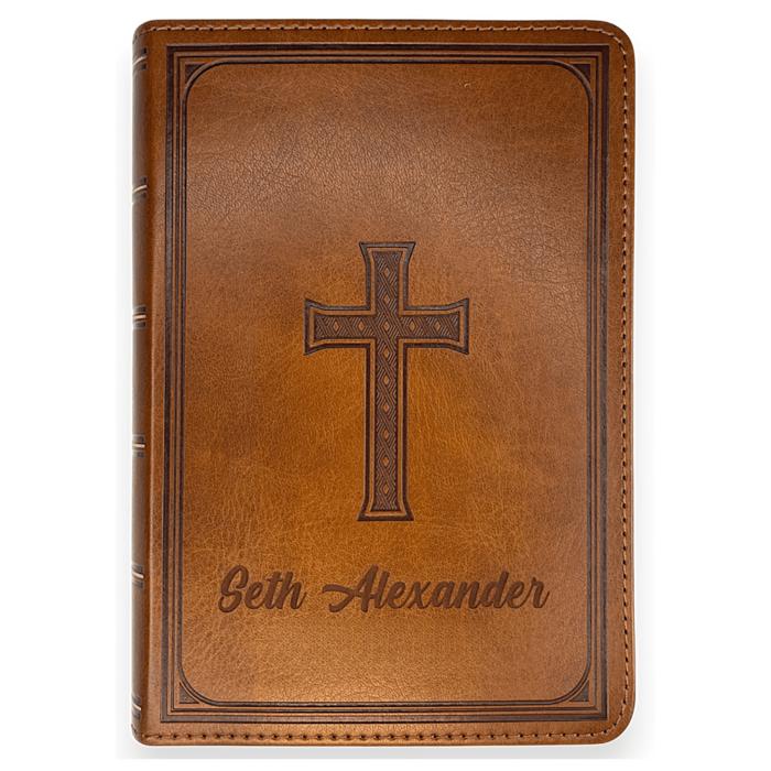 Custom KJV Brown Compact Size Personalized Holy Bible Large Print 