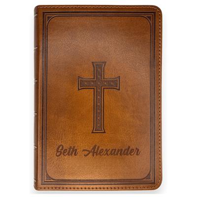 Custom KJV Brown Compact Size Personalized Holy Bible Large Print 