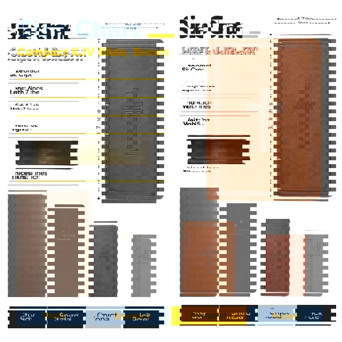 Custom KJV Brown Compact Size Personalized Holy Bible Large Print 