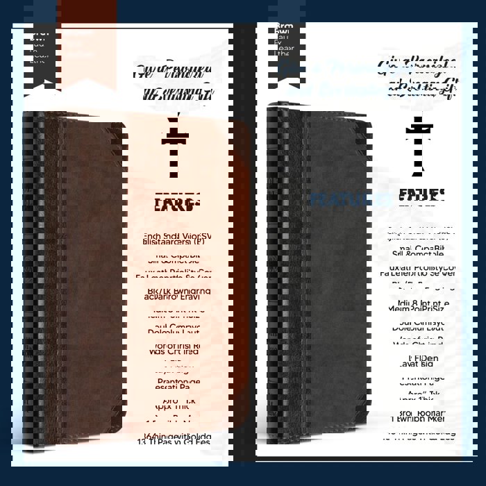 Custom ESV Dark Brown Compact Size Personalized Holy Bible Medium Print