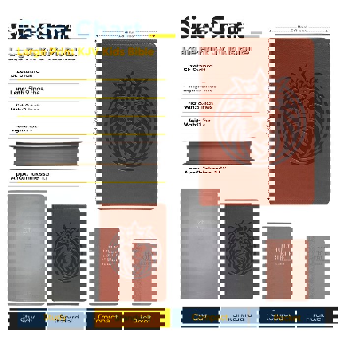 Custom KJV Brown Standard Size Kids Personalized Holy Bible Large Print | Royal Lion