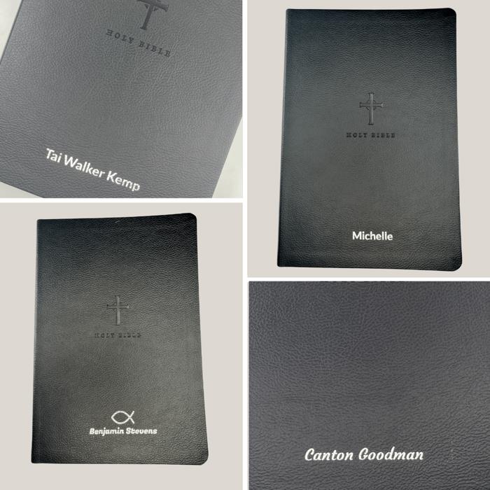 Custom NLT Black Standard Size Thinline Personalized Holy Bible Large Print