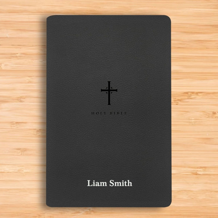 Custom NLT Black Standard Size Thinline Personalized Holy Bible Large Print