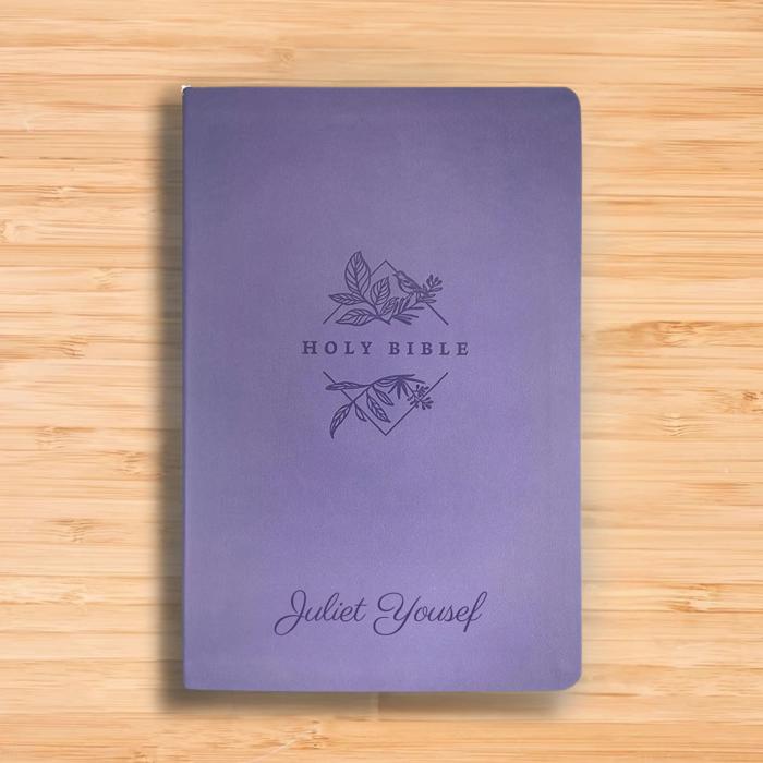 Custom NLT Lavender Standard Size Thinline Personalized Holy Bible Large Print