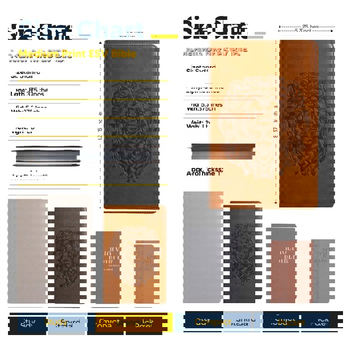 Custom ESV Dark Brown Standard Size Personalized  Holy Bible Medium Print | Royal Lion