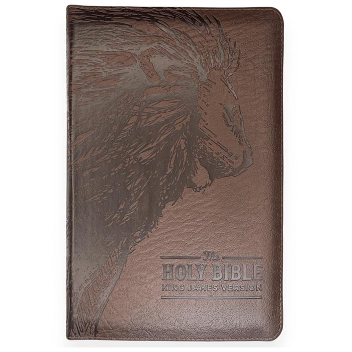Custom KJV Walnut Brown Standard Size Deluxe Personalized Holy Bible Medium Print