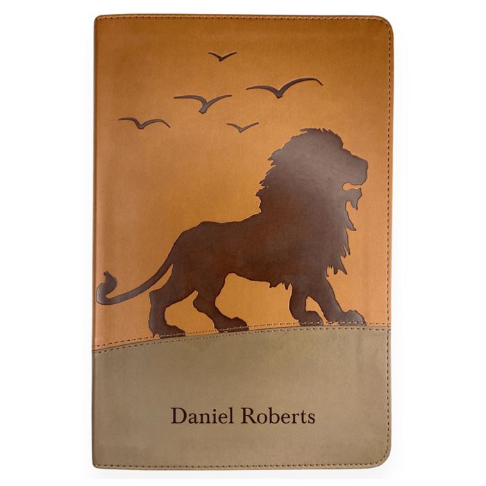 Custom KJV Brown Standard Size Kids Personalized Holy Bible Medium Print | Regal Lion