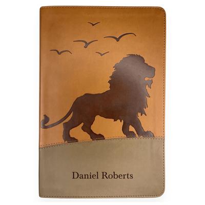 Custom KJV Brown Standard Size Kids Personalized Holy Bible Medium Print | Regal Lion