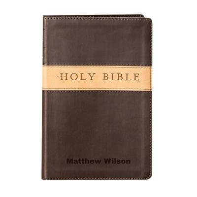 Custom NLT Brown Tan Standard Size Personalized Holy Bible Small Print