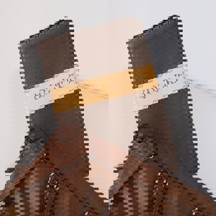 Custom NLT Brown Tan Standard Size Personalized Holy Bible Small Print