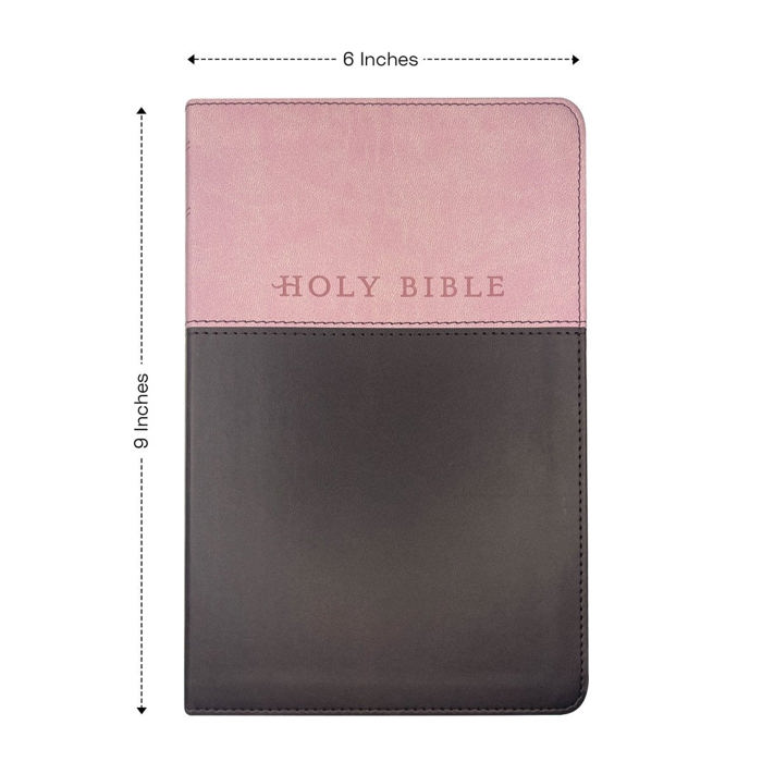 Custom NLT Pink-Brown Standard Size Personalized Holy Bible Small Print