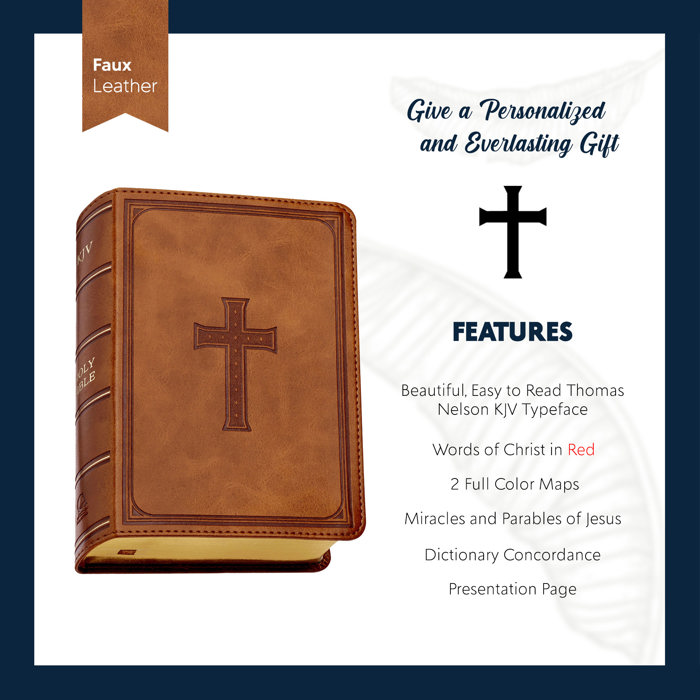 Custom KJV Brown Compact Size Personalized Holy Bible Large Print 