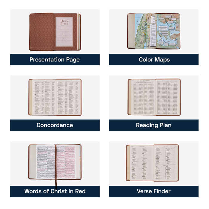 Custom KJV Brown Compact Size Personalized Holy Bible Large Print 