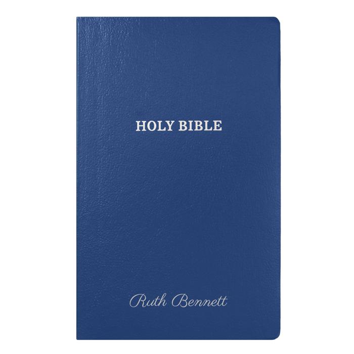 Custom KJV Blue Standard Size Personalized Holy Bible Small Print