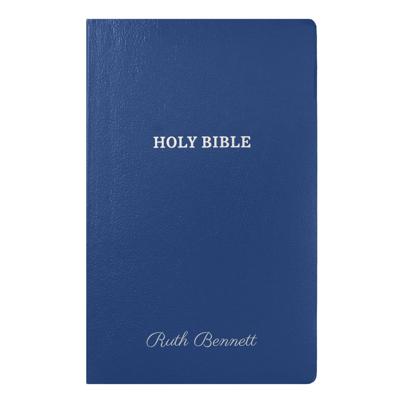 Custom KJV Blue Standard Size Personalized Holy Bible Small Print