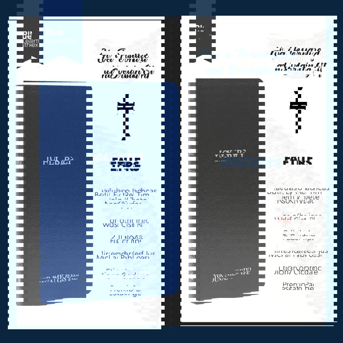 Custom KJV Blue Standard Size Personalized Holy Bible Small Print