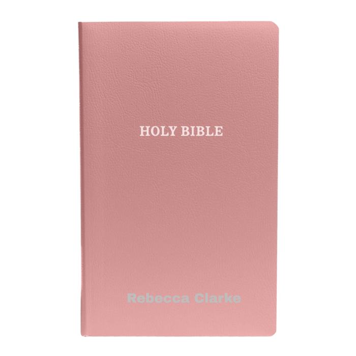 Custom KJV Pink Standard Size Personalized Holy Bible Small Print