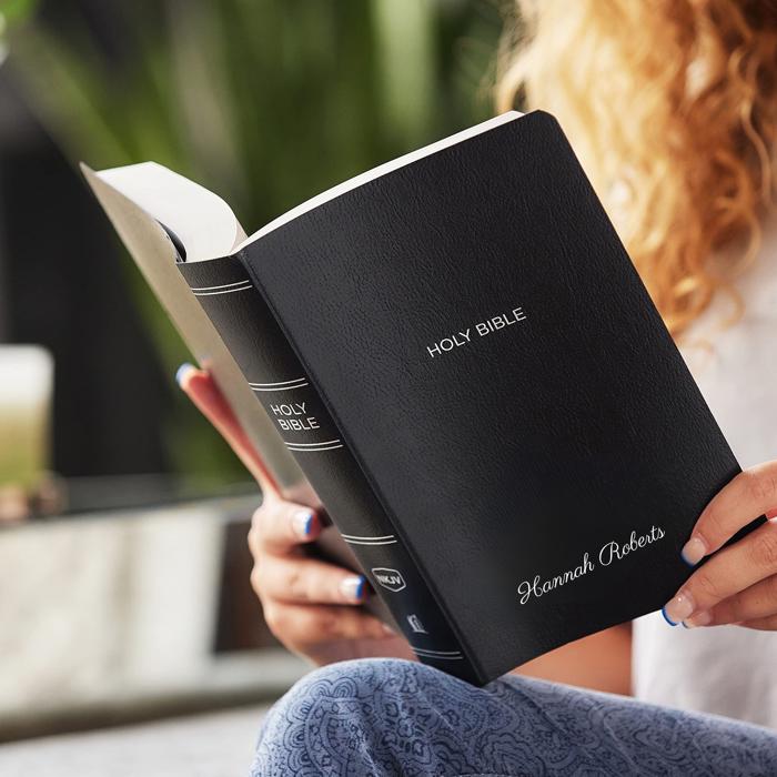 Custom NKJV Black Standard Size Personalized Holy Bible Small Print