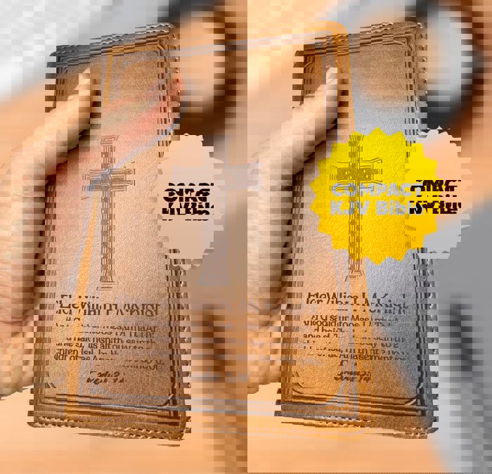 Custom KJV Brown Compact Size Personalized Holy Bible Large Print 