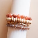 Mauve Katy Wood and Crystal Bracelet Sets | Multiple Colors | Natural Wood and Stone Beads | Colorful Layering Bracelets