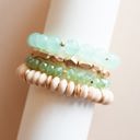 Mint Katy Wood and Crystal Bracelet Sets | Multiple Colors | Natural Wood and Stone Beads | Colorful Layering Bracelets