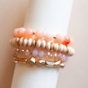 Salmon Katy Wood and Crystal Bracelet Sets | Multiple Colors | Natural Wood and Stone Beads | Colorful Layering Bracelets