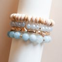 Sky Blue Katy Wood and Crystal Bracelet Sets | Multiple Colors | Natural Wood and Stone Beads | Colorful Layering Bracelets