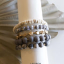 Smoke Lauren Wood Bracelet Stacks | Natural Wood Stone and Crystal Beads | Boho Layering Bracelets