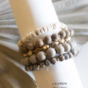 Taupe Lauren Wood Bracelet Stacks | Natural Wood Stone and Crystal Beads | Boho Layering Bracelets