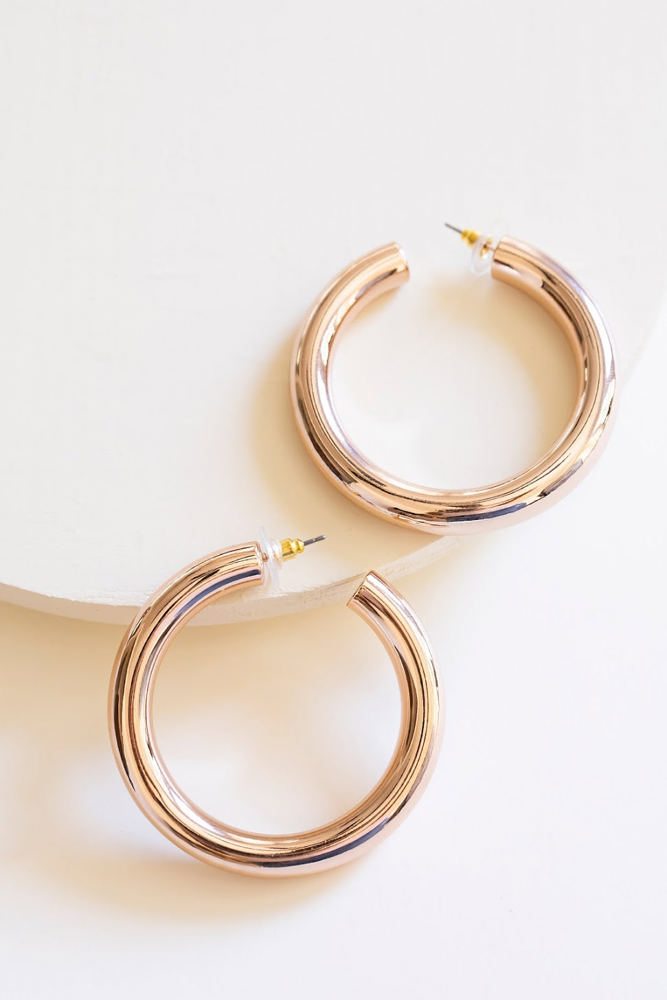 Cameron Rose Gold Hoop Earrings | Classic Hoops