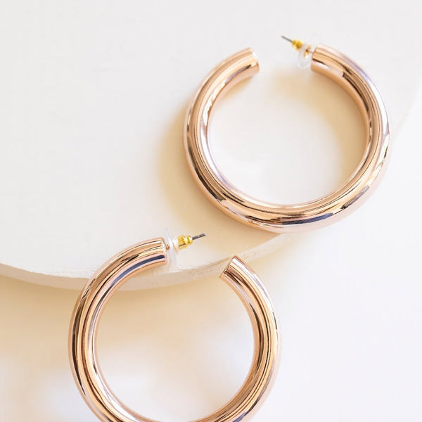 Cameron Rose Gold Hoop Earrings | Classic Hoops