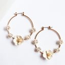  Aimee Cream Floral Hoop Earrings | Feminine Spring Summer Accessories | Special Occasion Earrings