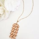  Fern Long Blush Pendant Necklace | Blush Pink Crystals | Floral Gem Pendant | Long Feminine Drop Necklace