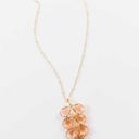  Zaney Blush Crystal Necklace | Long Pink Gemstone Necklace | Teardrop Crystal Fern Pendant | Romantic Feminine Accessories