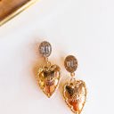  Catherine Ornate Gold Drop Earrings | Special Occasion Earrings | Intricate Gold Heart and Crystal Accents