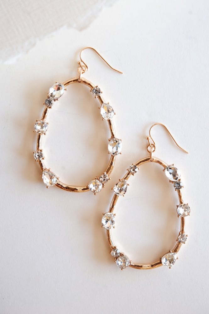 Isabella Gold Teardrop Earrings | Clear Crystal Details | Everyday and Special Occasion Accessories | Wedding Season Earrings