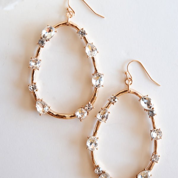 Isabella Gold Teardrop Earrings | Clear Crystal Details | Everyday and Special Occasion Accessories | Wedding Season Earrings