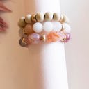  Heather Blush Bracelet Stack | Layering Crystal Wood Pisa Beads